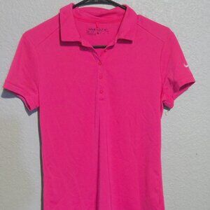 Hot pink Nike polo type golf shirt. Size Medium. Dry Fit.